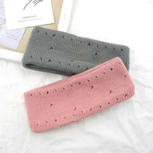 Western Style Vintage Double Layer Acrylic Knit Headband Distressed Ripped Cable Wide Hair Band For Yoga Sport Face Wash Women Headwear