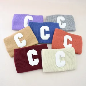 Fascia per capelli in maglia con lettera C, fascia larga per sport yoga e uso quotidiano.