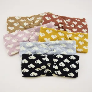 Gestreiftes Strick Stirnband mit schones Herz Muster, perfekt fur Yoga, Gesicht waschen.