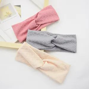 Women summer cross knotted headbands breathable diamond pattern sports yoga hair bands