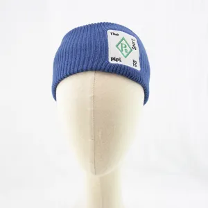 Bonnet tricoté bleu avec patch sport brodé style streetwear bonnet chaud d'hiver pour tête