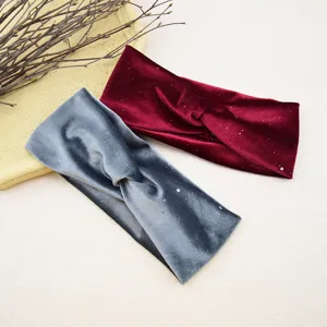 Velvet cross headband set, breathable elastic sports hair hoop for yoga and daily washing.