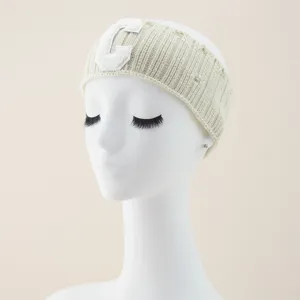 Knitted headband with letter C, distressed knit hair band for yoga and daily wear.