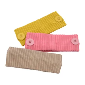 Bandeau tricoté côtelé avec boutons pour femme, serre-tête élastique, accessoire cheveux masque