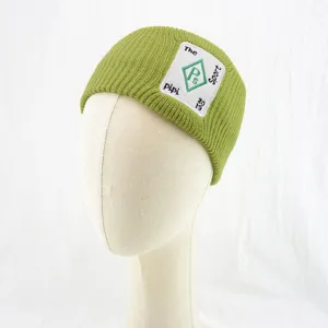 Bandeau de sport tricoté vert pour femmes, bande de cheveux en laine épaisse pour yoga et fitness.