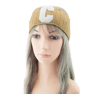 Knit letter C hair band winter warm stretch headband casual fashion sports hair accessory