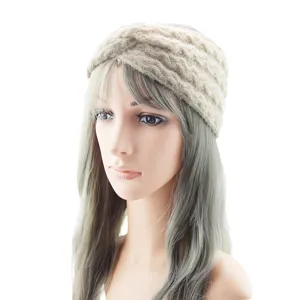 Knitted twist headband for women autumn winter warm cozy hair accessories grey color