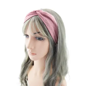 Pink twist headband for women yoga sports breathable fabric hair band detailed presentation.