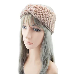 Bandeau tricoté noué pour femme, large serre-tête chaud en laine, accessoire cheveux.