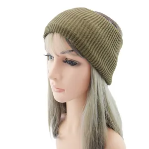 Solid color knitted headband wide wool hair band winter warm yoga sports hair accessory