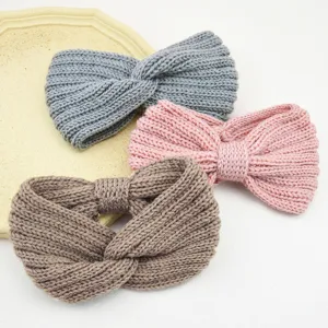 Dames Gebreide Kruislings Haarband Dubbelzijdig Strik Polyester Sport Gezicht Wassen Haarmode Retro Accessoire