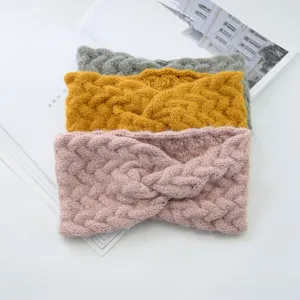 Knitted twist headband set, cozy wool hairband for women, winter warmth and daily hair accessories.
