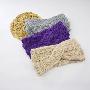 Thick knit headband winter twist ear warmer hair band cozy chunky crochet head wrap