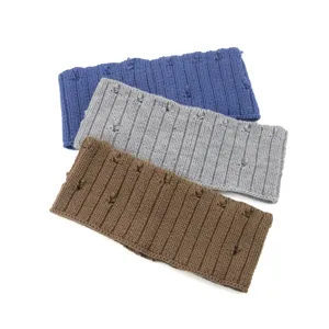 Distressed knit headband detail view showing the unique texture and multi-color options.
