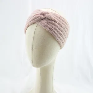 Rosa gestricktes Stirnband mit Silberfäden, weicher Ohrenwärmer für Yoga und Sport im Alltag.