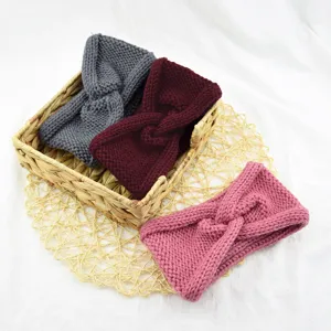 Cozy knitted twist headband for women, autumn winter warm ear warmer hair accessory.