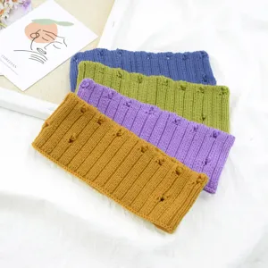 Western Style Distressed Hole Knit Headband Ribbed Crochet Ear Warmer Headwrap Solid Color Sports Yoga Hair Band For Women Accessories