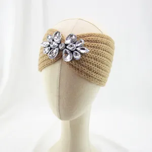 Rhinestone knit headband winter warm ear warmer fashion hair accessory for yoga and sports