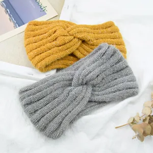 Damen Faux Nerz Haar Grobstrick Stirnband Glitzer Metallfaden Gekreuzter Twist Winter Warmer Ohrenschützer Haarband