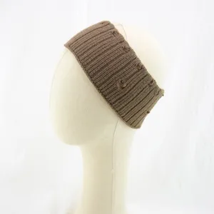 Brown distressed single-layer knitted headband, perfect for sports, yoga, and daily face washing.