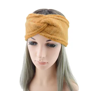 Gestreicktes metallic Twist Stirnband für Damen, warmes Winter Yoga Haaraccessoire.