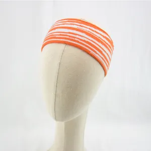 Bandeau tricoté à rayures orange blanches, bandeau de sport élastique pour le yoga et le fitness.