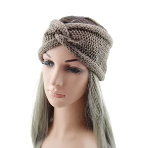 Knitted headband for women winter warm twist cross hair band thick elastic hair accessories casual