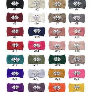 Knitted rhinestone headband winter warm hair band ear warmer fashion hair accessory