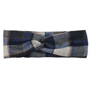 Blue plaid knitted cross headband for sports washing face yoga fitness hair accessories