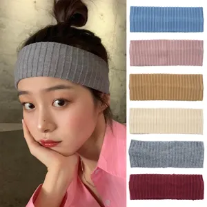 Fascia per Capelli in Filato a Coste Retro Elastica Sport Yoga Fascia Fatta a Mano Geometrica Turban Accessori per Capelli Donna Bambini