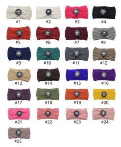 Knitted rhinestone headband winter warm ear warmer hair band colorful hair accessories