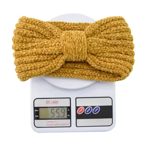 Gelbes Strick Schleife Stirnband Winter warmer Plüsch Haarschmuck weicher Samt Ohrenschützer