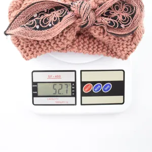 Fascia in maglia con fiocco a orecchie di coniglio, accessorio per capelli caldo, 52.7g.