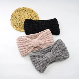 Gestreicktes Schleifen Stirnband warme Winter Haarschmuck weiche Cord Haarreif fur Damen
