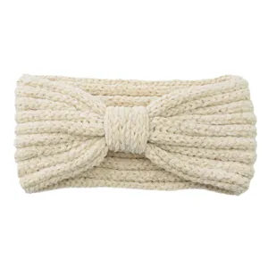 Gemütliches Strick Fleece Schleifen Stirnband für Damen, weicher einfarbiger Ohrenwärmer.