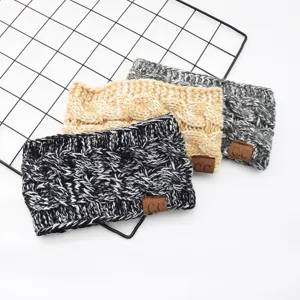 Women Winter Cable Knit Headband Thick Warm Crochet Ear Warmer Head Wrap with C Logo