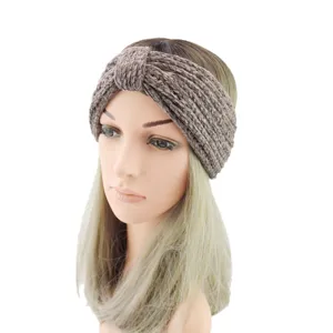 Braunes Samt Strick Twist Stirnband für Damen warme Winter Haarschmuck Kopfbedeckung