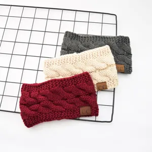 Women's cable knit headband winter warm hair wrap thick fleece lined ear warmer headwear