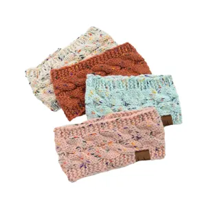Cozy knit headband for women winter warm fleece lined colorful fleck ear warmer hair accessory