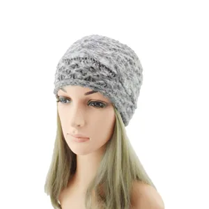 Graues gestricktes breites Zopfmuster Stirnband, bequemer warmer Ohrenschützer für Damen.