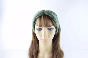 Gemütliches dickes Strickstirnband für Damen, warmes Twist-Haarband in Dunkelgrün