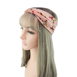 Bandeau à nœud en tissu fleuri pour femme, serre-tête imprimé floral pour sport, yoga et loisirs.