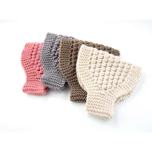 Diadema Elástica Tejida Color Sólido Otoño Invierno Calentador Orejas Cálido Retro Gorro Pelo Para Mujer Al Aire Libre Tocado Regalo