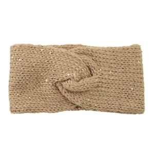 Knitted sequin twist headband winter warm hair band fashion hair accessories for women