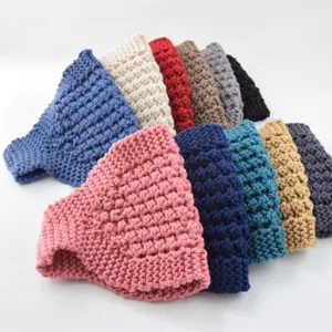 Banda de pelo de punto grueso para mujer orejeras de invierno ganchillo set moda