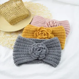 Handmade crochet flower knitted headband warm winter hair accessory fine detail display