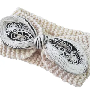 Fascia in lana lavorata a maglia orecchie di coniglio caldo inverno accessorio capelli elastico morbido