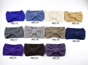 Knitted bow headband winter warm hair band thick wool ear warmer hair accessories for women
