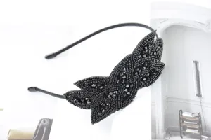 Handgemachte schwarze Kristall Perlen Haarreif elegante Kristall Haarspange Damen Accessoires Alltag