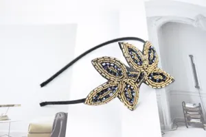 Handgemachte Kristall Perlen Haarreif elegante schwarze Haarbänder modischer Haarschmuck